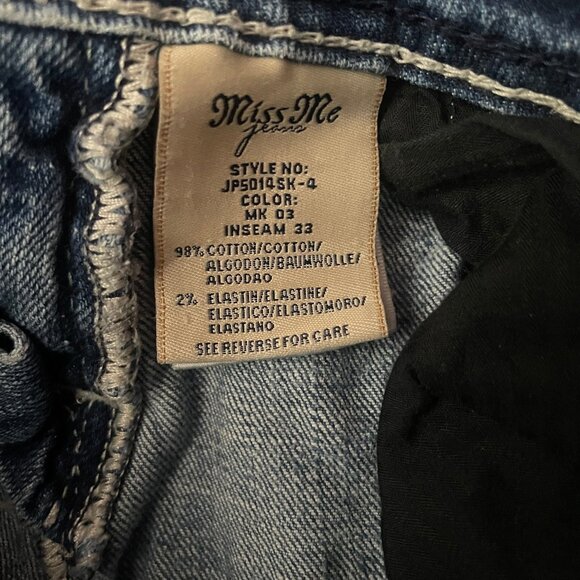 Miss Me Skinny Jeans Womens 25 Embellished Flap Pockets Style# (JP5010SK) Blue - Picture 6 of 10
